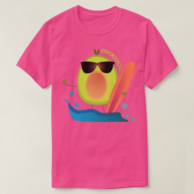 Funny Avocado Surfen Niedlich Funny Avocado T-Shirt (Design vorne)