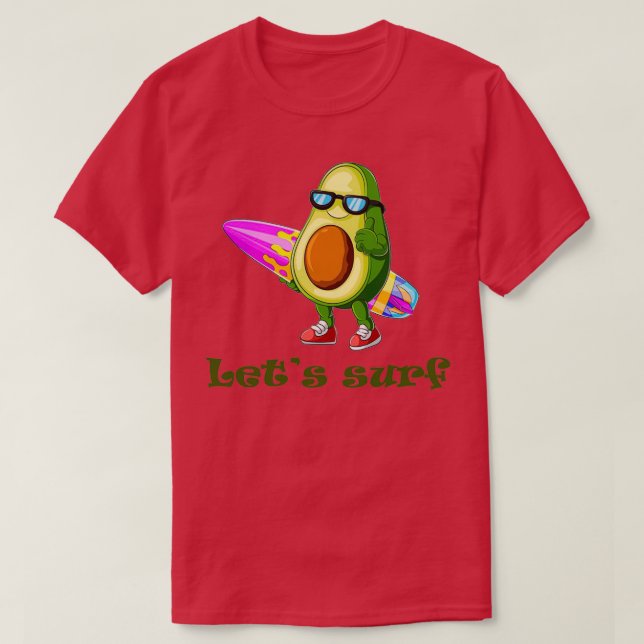 Funny Avocado Surfing 40 T-Shirt (Design vorne)