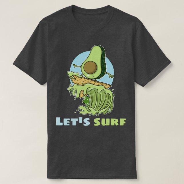 Funny Avocado Surfing 4 1 T-Shirt (Design vorne)