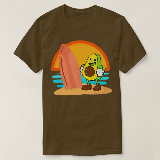 Funny Avocado Surfing 64 T-Shirt (Design vorne)