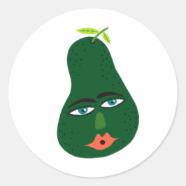Funny Avocado Whimsical Runder Aufkleber