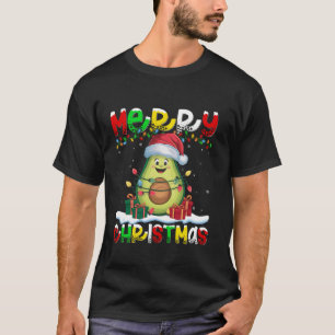 Funny Avocado Xmas Lights Weihnachtsmannmütze Avoc T-Shirt
