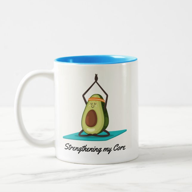 Funny Avocado Yoga Pun Zweifarbige Tasse (Links)
