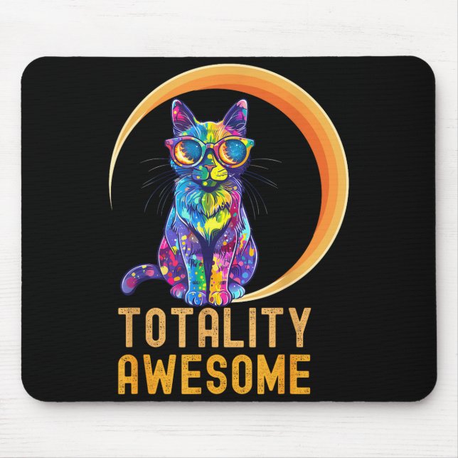 Funny Awesome Cat Usa Solar Eclipse Totality Mousepad (Vorne)