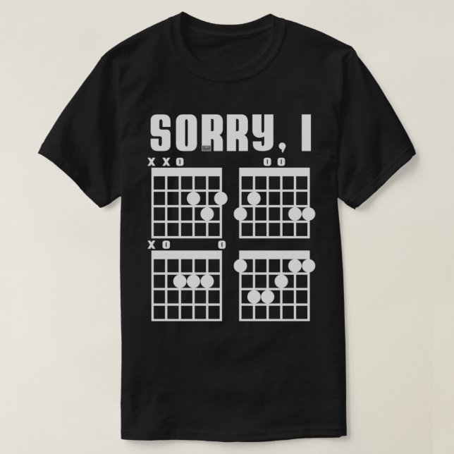 Funny Awesome Hidden Message Sorry, I DGAF Guitar  T-Shirt (Design vorne)