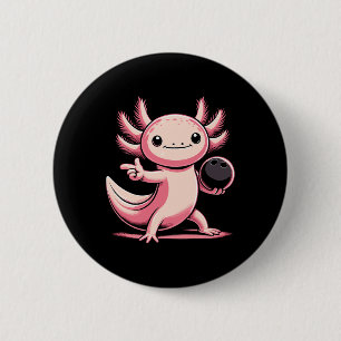 Funny Axolotl Bowling Player Bowler Bowl Sports Button