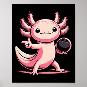 Funny Axolotl Bowling Player Bowler Bowl Sports Poster