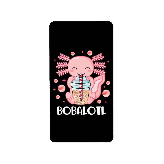 Funny Axolotl Bubble Tee Adressaufkleber (Vorne)