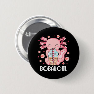 Funny Axolotl Bubble Tee Button