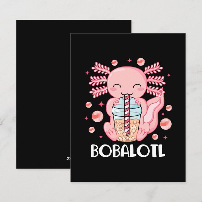 Funny Axolotl Bubble Tee Feiertagskarte (Vorne/Hinten)