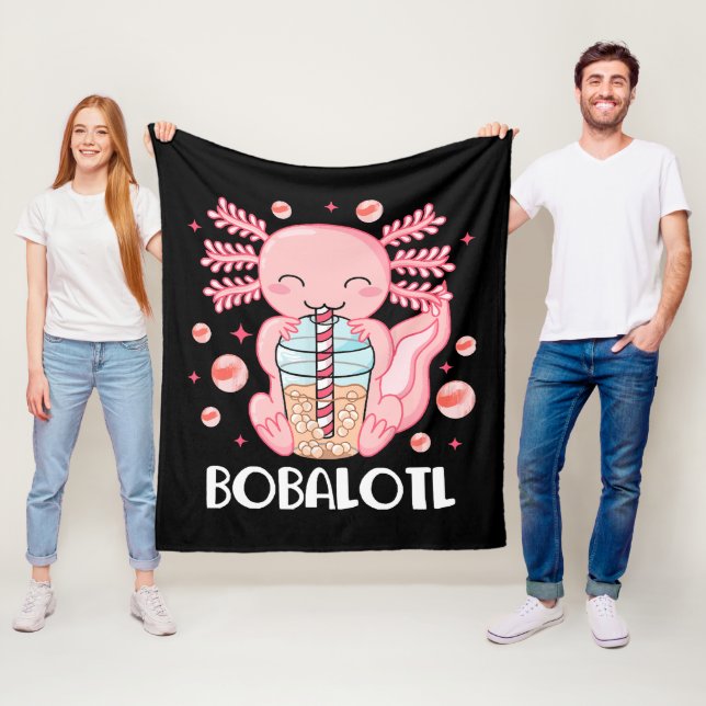 Funny Axolotl Bubble Tee Fleecedecke (Beispiel)