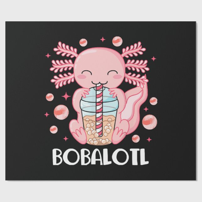 Funny Axolotl Bubble Tee Geschenkpapier (Flach)