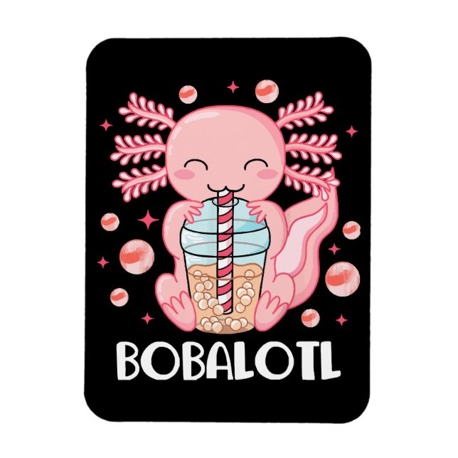 Funny Axolotl Bubble Tee Magnet (Vertikal)
