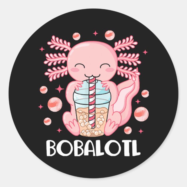 Funny Axolotl Bubble Tee Runder Aufkleber (Vorderseite)