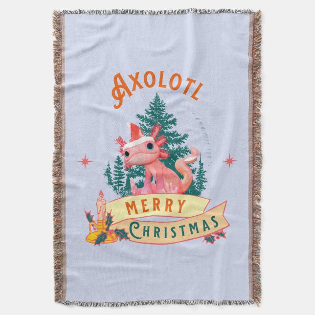 Funny Axolotl Frohe Weihnachten Decke (Vorderseite Vertikal)