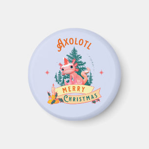 Funny Axolotl Frohe Weihnachten Magnet