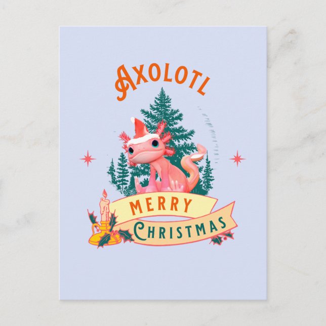 Funny Axolotl Frohe Weihnachten Postkarte (Vorderseite)