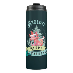 Funny Axolotl Frohe Weihnachten Thermosbecher