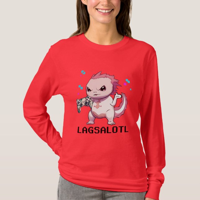 Funny Axolotl Gamer Lag T-Shirt (Vorderseite)