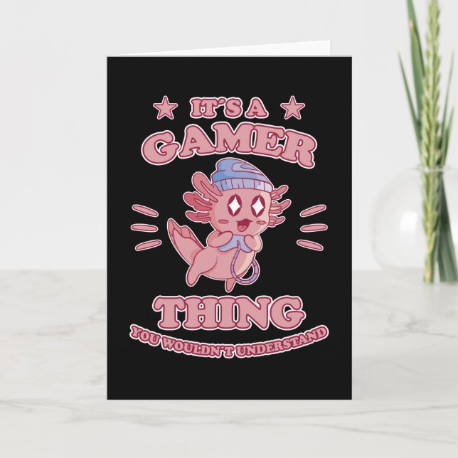 Funny Axolotl Gaming Headset Games Geschenk Karte (Vorderseite)