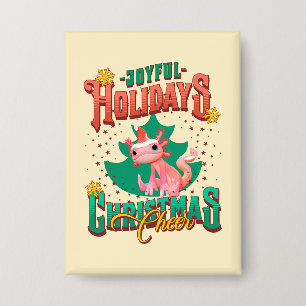 Funny Axolotl Joyful Holidays Weihnachtsjubeln Button