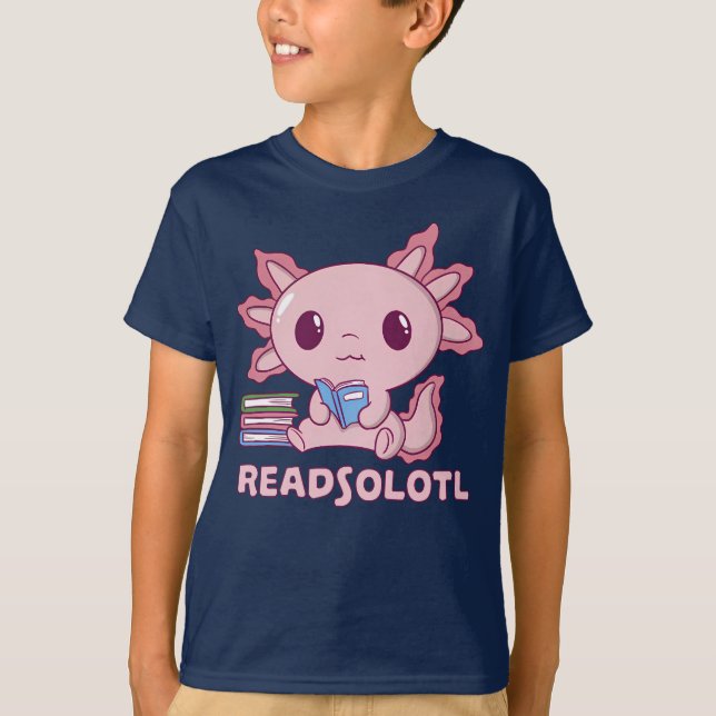 Funny axolotl las Bücher Bibliothekar Lesekinder T-Shirt (Vorderseite)