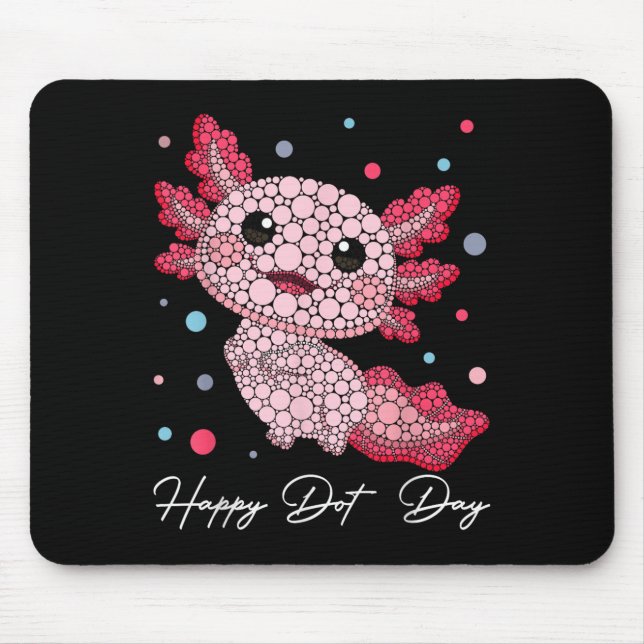 Funny Axolotl Lovers Polka Dot Art Student Happy D Mousepad (Vorne)