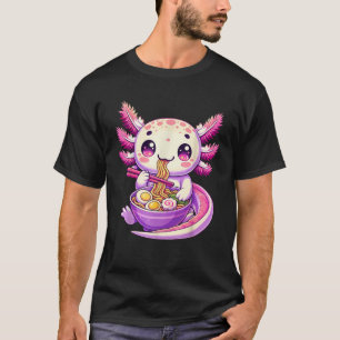 Funny Axolotl Noodle Anime Kawaii Axolotl Eating R T-Shirt