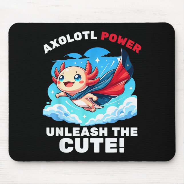 Funny Axolotl Superhero Kids Boys Girls  Mousepad (Vorne)