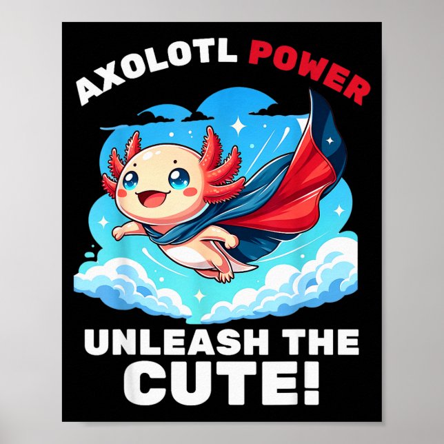 Funny Axolotl Superhero Kids Boys Girls  Poster (Vorne)