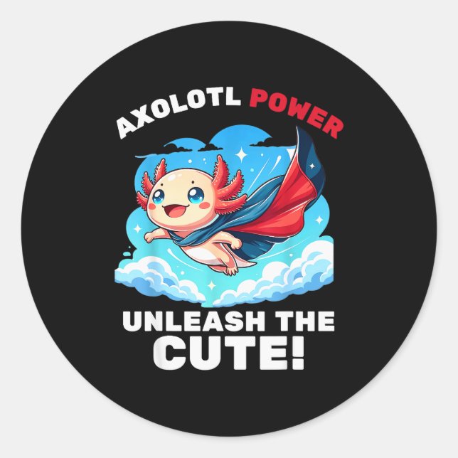 Funny Axolotl Superhero Kids Boys Girls  Runder Aufkleber (Vorderseite)