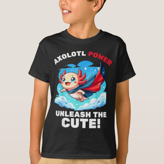Funny Axolotl Superhero Kids Boys Girls  T-Shirt (Vorderseite)