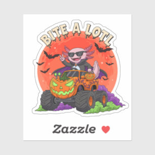 Funny Axolotl Vampire Halloween Monster Truck Aufkleber