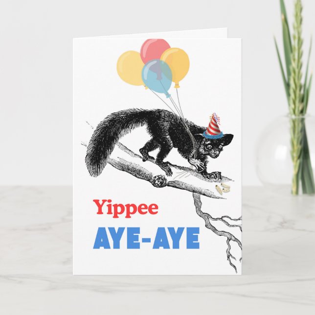 Funny Aye-aye Geburtstag finden einige Grubs Karte (Vorderseite)