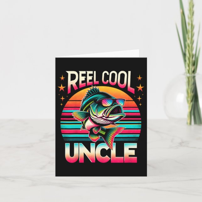 Funny B Fischen Onkel Rollen Cool Onkel Vater's Da Karte (Vorderseite)