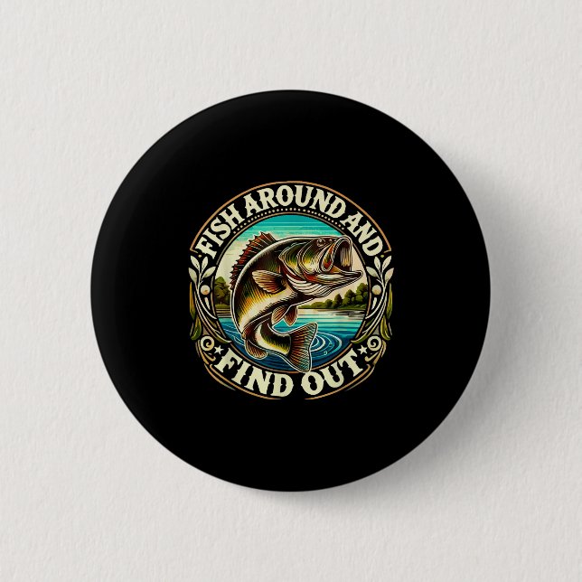 Funny B Fishing Men Dad Grandpa Fishing Lovers Ent Button (Vorderseite)