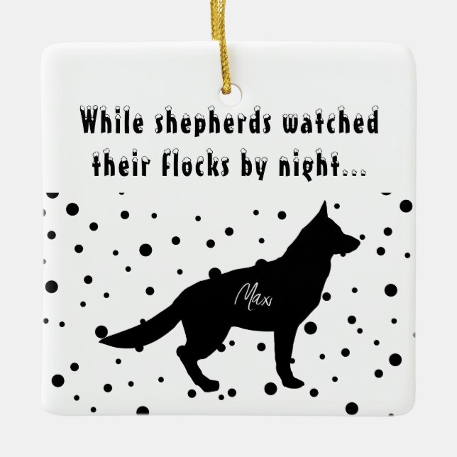 Funny B&W | Deutscher Schäferhund | ZollWeihnachts Keramikornament (Vorderseite)