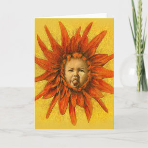Funny Baby Blume Greetings Card Karte