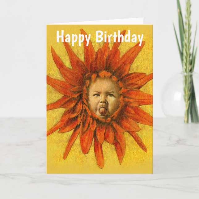 Funny Baby Blumen Birthday Card Karte (Vorderseite)