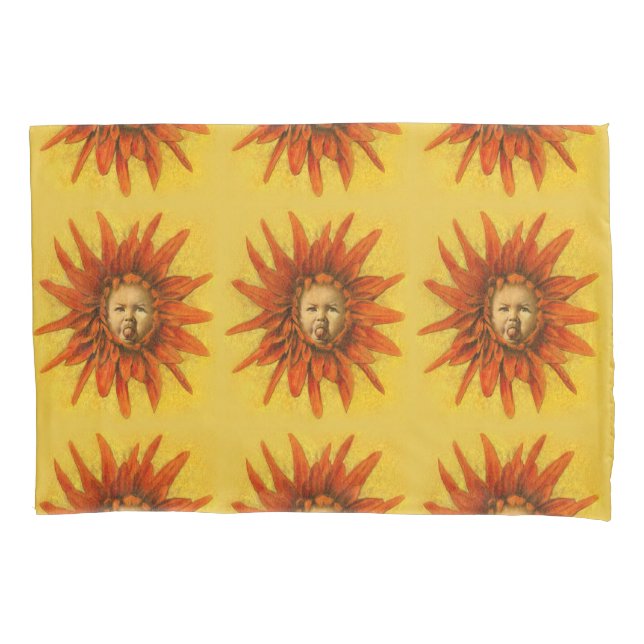 Funny Baby Blumen Pillowcase Kissenbezug (Vorderseite)