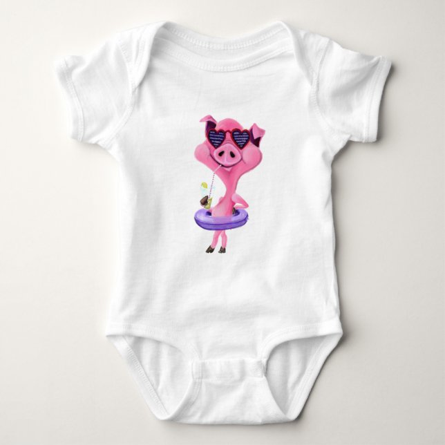 Funny Baby Bodysuit mit Happy Party Pig Baby Strampler (Vorderseite)