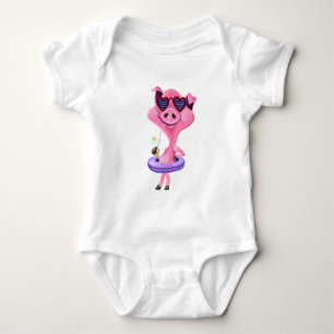 Funny Baby Bodysuit mit Happy Party Pig Strampler