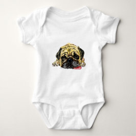 Funny Baby Bodysuit mit Mops Dog - müde Strampler