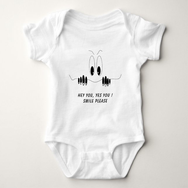 Funny Baby Bodysuit mit Neugier Augen - Lächeln Baby Strampler (Vorderseite)