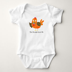 Funny Baby Closing Farm Animal Rooster w/Mustache Strampler