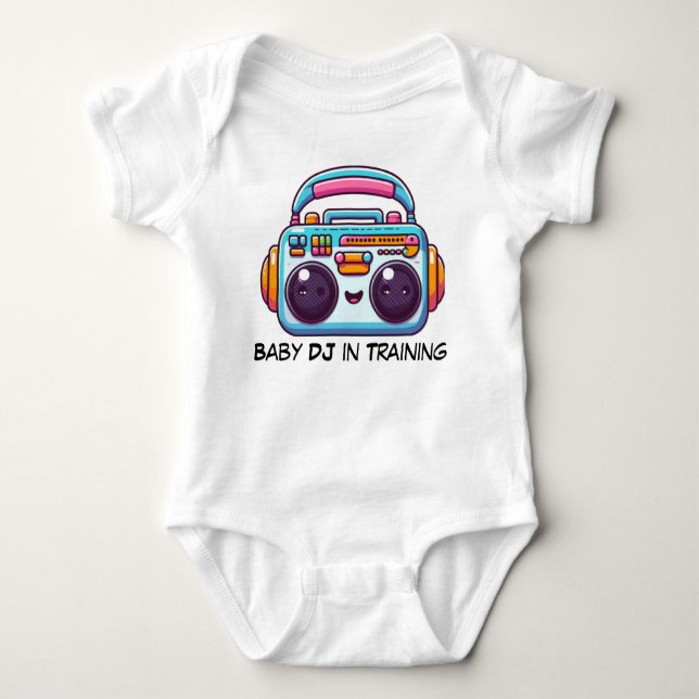 Funny Baby DJ im Training Bodysuit Baby Strampler (Vorderseite)