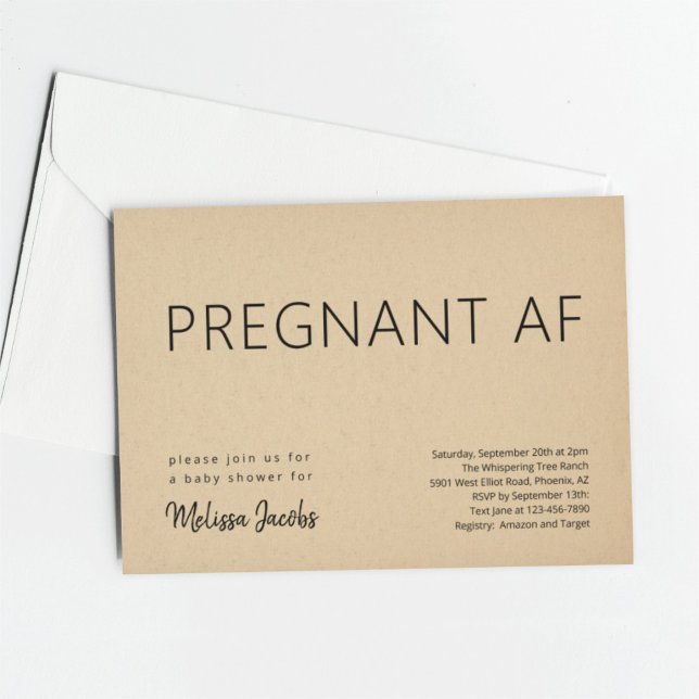 Funny Baby Dusche Schwangere AF Einladung (Von Creator hochgeladen)