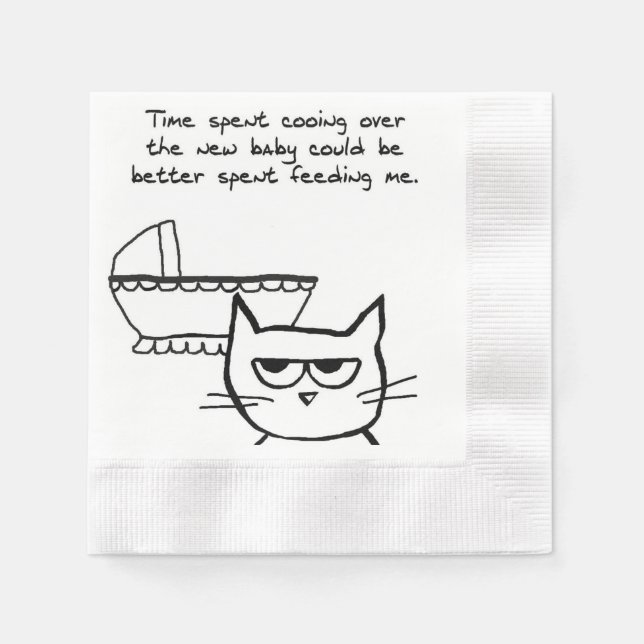 Funny Baby Duschnapkins - Die Katze ist nicht glüc Serviette (Vorderseite)