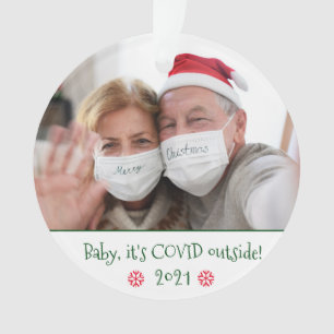 Funny Baby Es ist Covid Outside Foto Snowflake Ornament