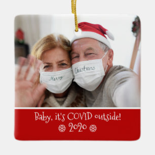 Funny Baby Es ist Covid Outside Foto Snowflake Red Keramikornament
